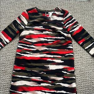 H&M Black White Red Gray Long Sleeve Dress